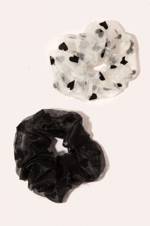 Two Piece Heart Print Scrunchie Set