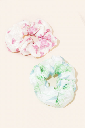 Two Piece Butterfly Print Scrunchie Set
