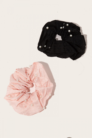 Pearl Beaded Two Piece Scrunchie Set