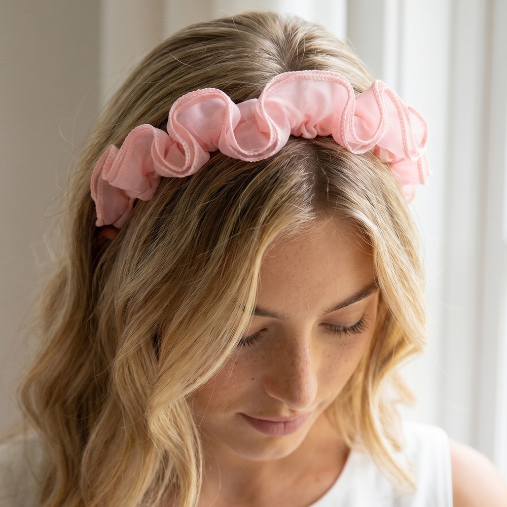 Satin Ruffle Wide Headband