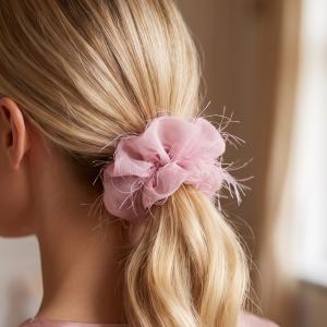 Three Piece Feather Scrunchie Set