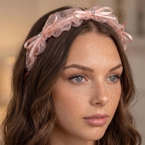 Two Piece Sheer Organza Bow Ribbon Headband Set