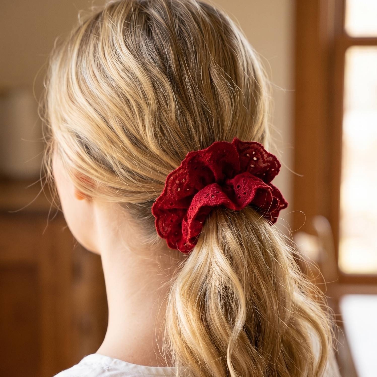 Floral Embroidered Scrunchie Set