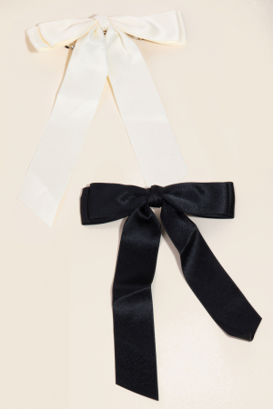 2Pc Long Satin Ribbon Bow Hair Clips
