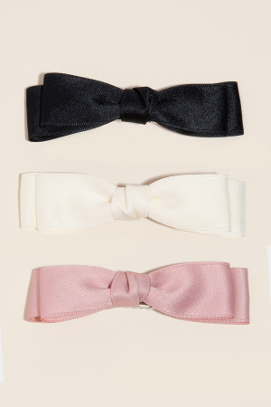 3Pc Simple Ribbon Bow Hair Claw Set