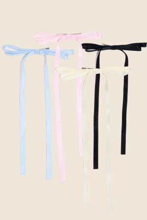 4Pc Long Thin Satin Ribbon Bow Hair Clips