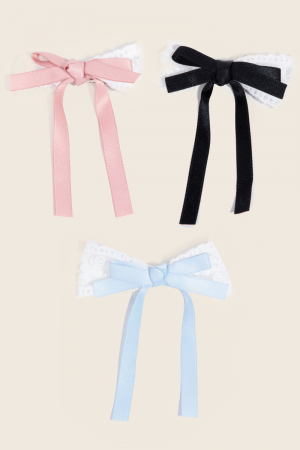 3Pc Lace And Satin Layered Hair Clip Set