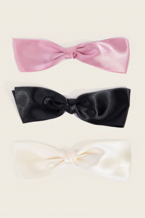 3Pc Simple Satin Bow Tie Hair Clips Set