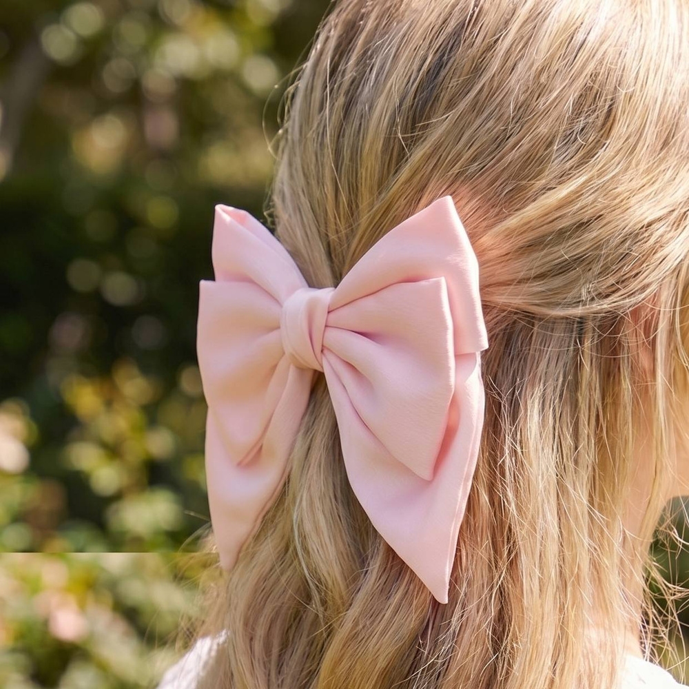 2 Piece Satin Bow Hair Clip Barrette Set