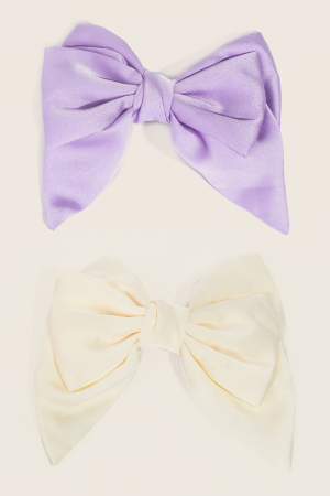 2Pc Light Large Ribbon Bow Hair Clips Set