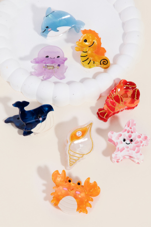 Assorted Mini Ocean Life Theme Hair Claw Set