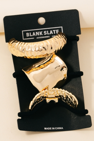 Mixed Large Metallic Shapes Hair Tie Set