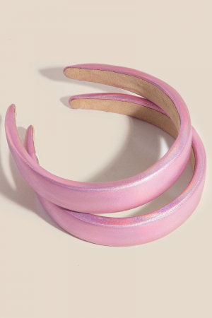 2Pc Satin Pink Head Band Set