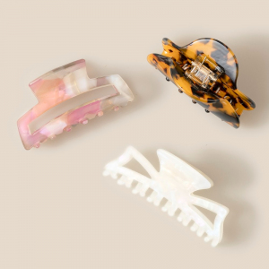 Acetate Three Piece Assorted Hair Claw Set