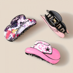 3pc Assorted Cowboy Hat Hair Claw Set