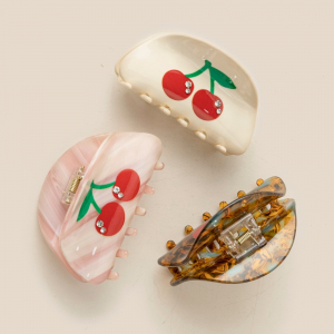 Three Piece Cherry Print Hair Clip Set