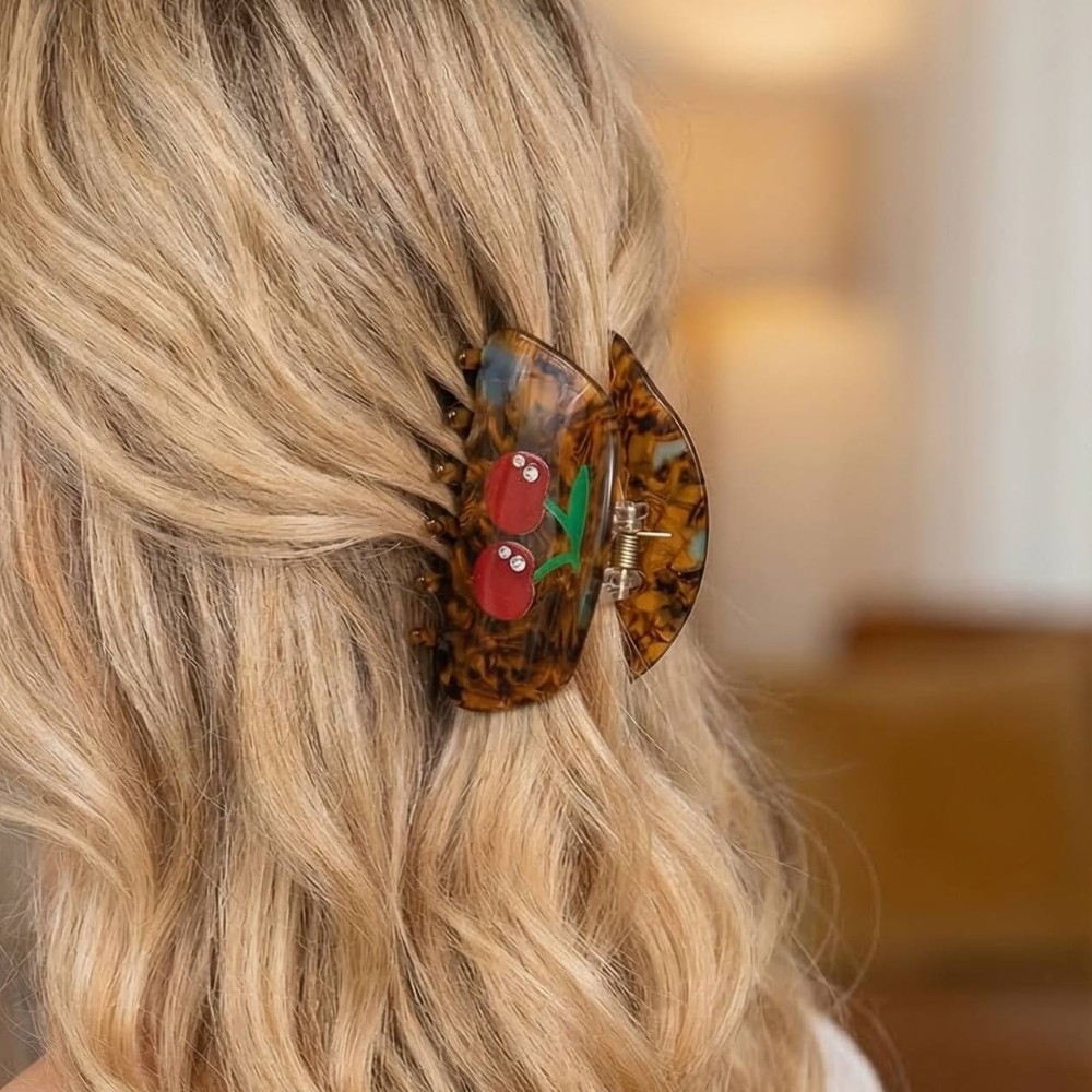 Three Piece Cherry Print Hair Clip Set