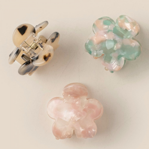 Small Three Piece Flower Jaw Hair Clip Set