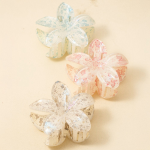 3Pc Large Paint Splatter Flower Hair Claw