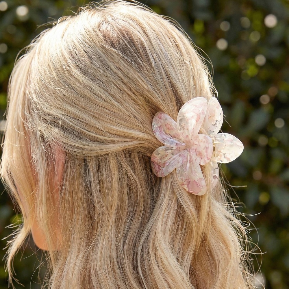 3Pc Large Paint Splatter Flower Hair Claw