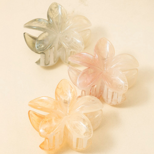 3Pc Large Swirly Iridescent Flower Hair Claw
