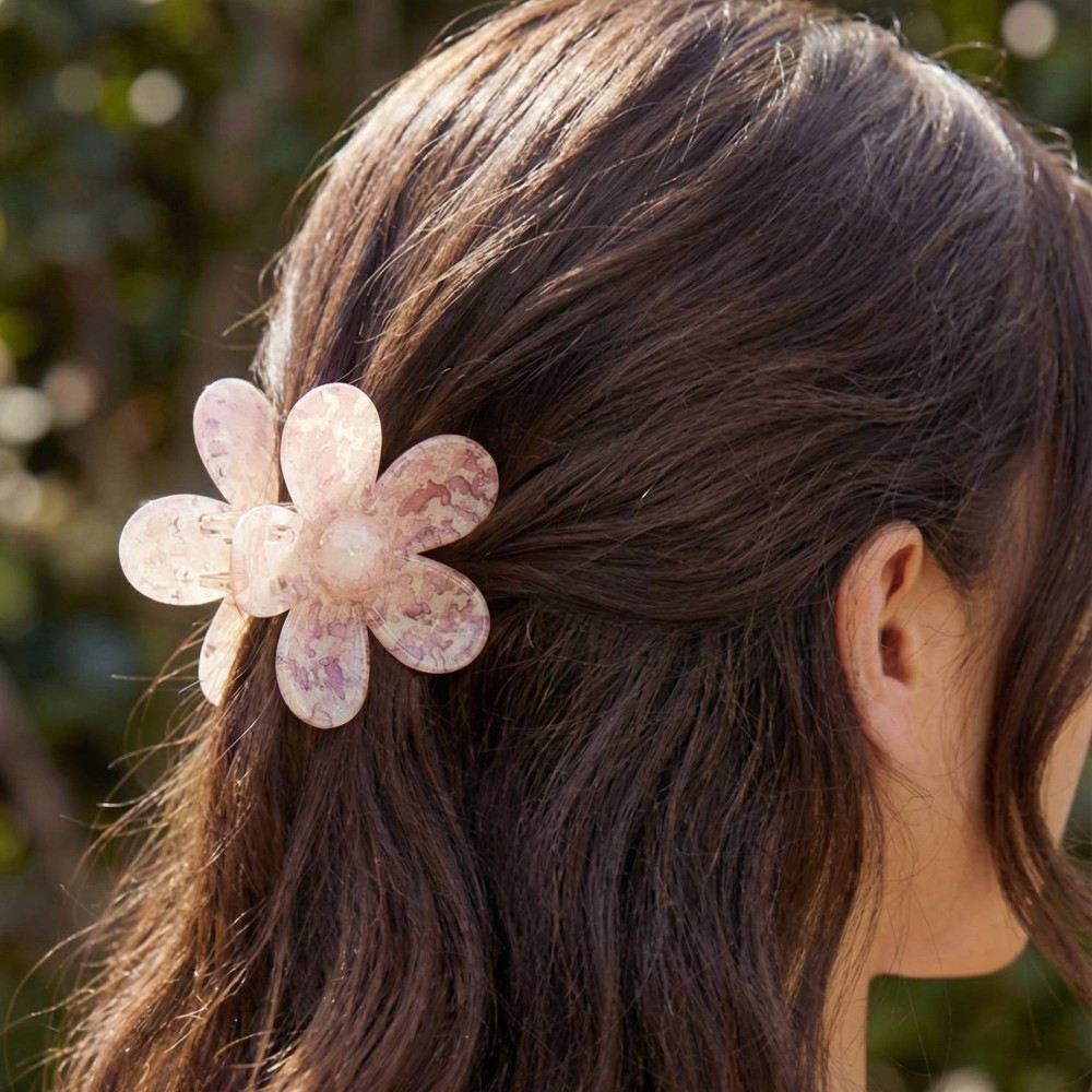 3Pc Large Vibrant Splatter Flower Hair Claw