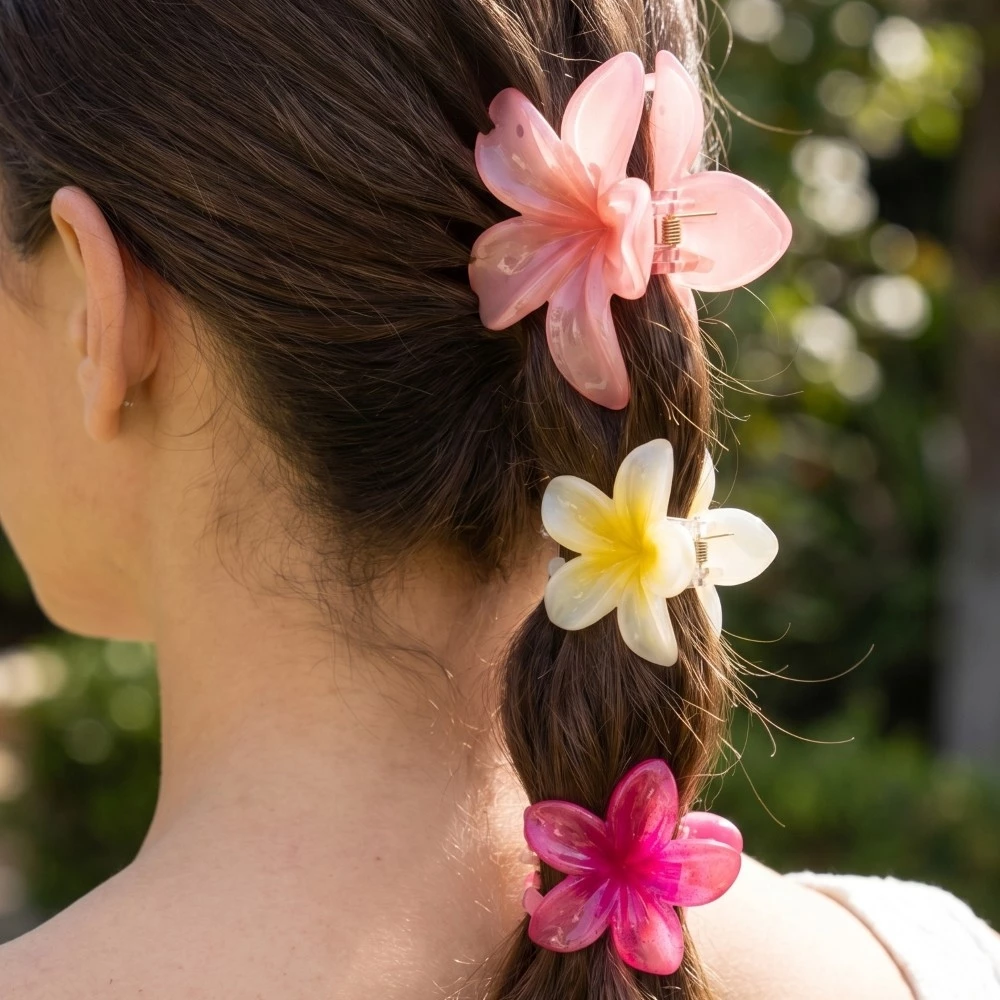 Mixed Size 3Pc Gradient Flower Hair Claw Set