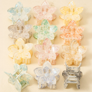 12Pc Mixed Pointy Paint Splatter Flower Hair Claw Set