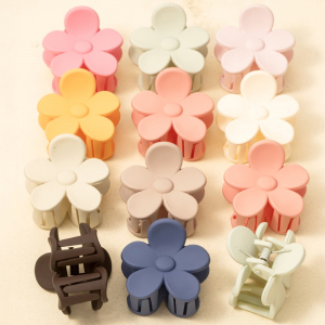 12Pc Mixed Matte Flower Hair Claw Set