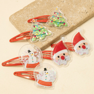 6Pc Star Glitter Pocket Christmas Hair Clip Set