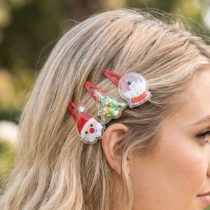 6Pc Star Glitter Pocket Christmas Hair Clip Set