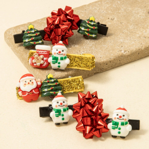 6Pc Assorted Festive Christmas Theme Hair Clip Set
