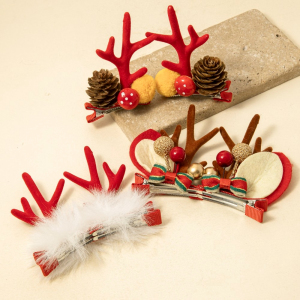 6Pc Festive Christmas Antlers Hair Clip Set
