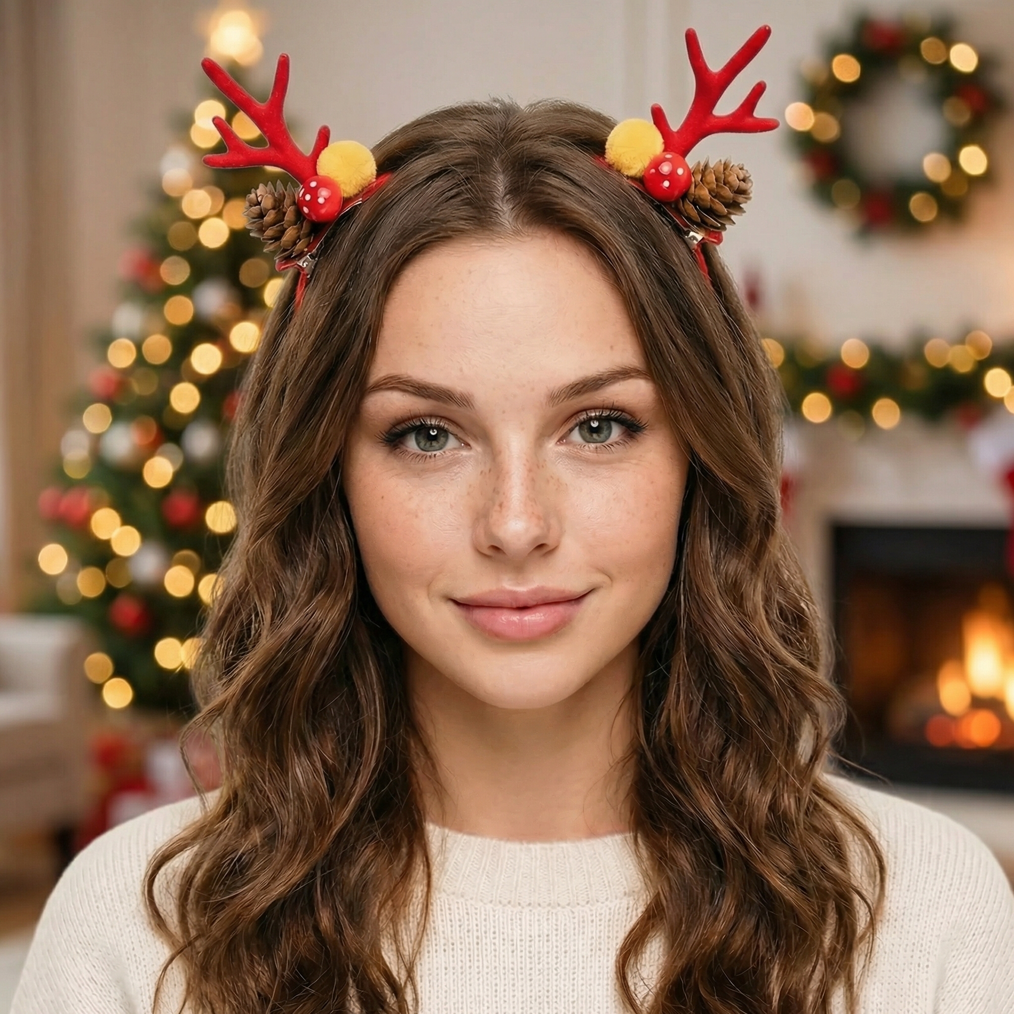 6Pc Festive Christmas Antlers Hair Clip Set