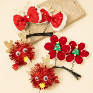 Springy 6Pc Christmas Festive Hair Clip Set