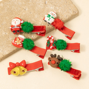 6Pc Festive Christmas Theme Hair Clip Set
