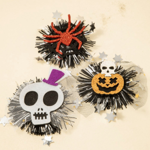 3Pc Pompom Halloween Hair Claw Set