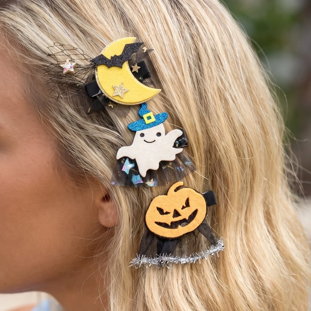 3Pc Mixed Halloween Hair Clip Set