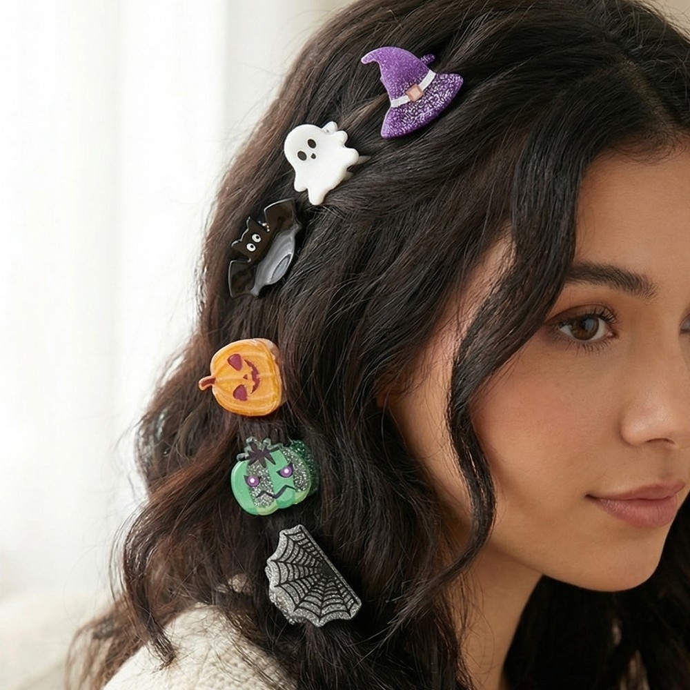 Twelve Piece Assorted Halloween Mini Hair Clips