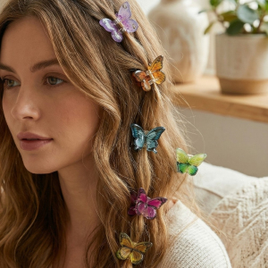 Twelve Piece Butterfly Mini Hair Clips