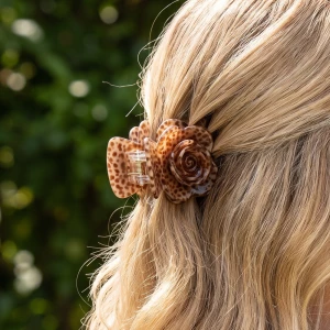 Tortoise Print Rose Claw Hair Clip 3 Piece Set