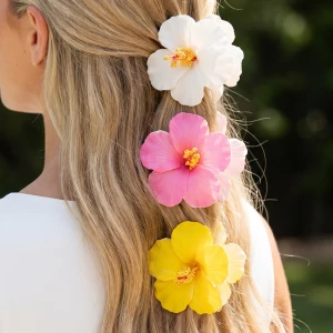 Hibiscus Flower Hair Clip Set