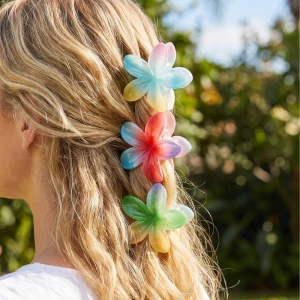 Gradient Plumeria Flower Claw Clip Set