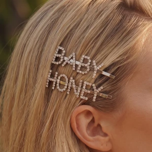Baby And Honey Rhinestone Word Bobby Pin Set