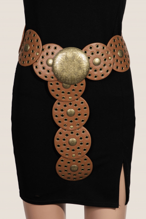 Faux Leather Western Bohemian Disc Belt