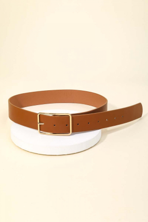 Rectangle Cutout Buckle Vegan Leather Belt