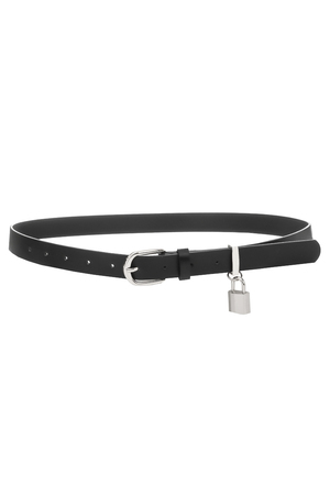 Lock Detail Faux Leather Belt