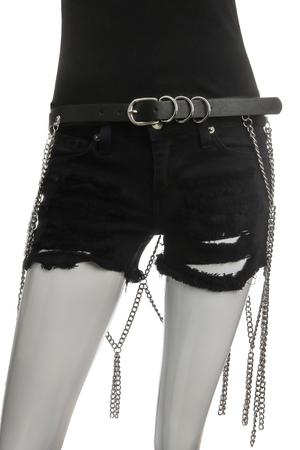 Long Metallic Chain Mesh Belt Accent