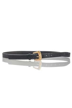 Metallic Ridged Buckle Belt