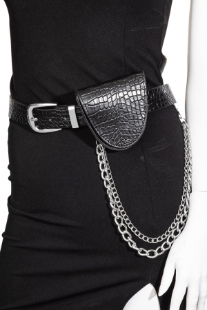 Faux Alligator Belt Bag & Chain